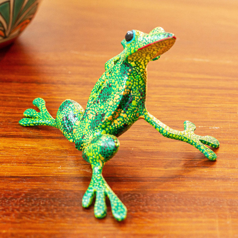 August August® - rainette verte, sculpture en bois Alebrije
