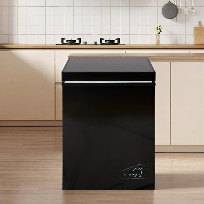 7.0 Cu.ft Chest Freezer With Temperature Control(-0.4°F To 32°F), Top Open Door Deep Freezer With Two Hanging Baskets, Black