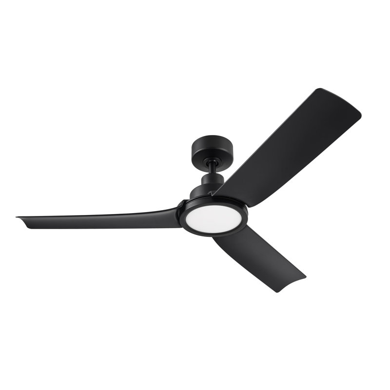 Ventilateur de plafond noir mat à 3 pales de 52 po avec télécommande, ensemble d'éclairage à DEL à intensité variable et moteur réversible Woolbright