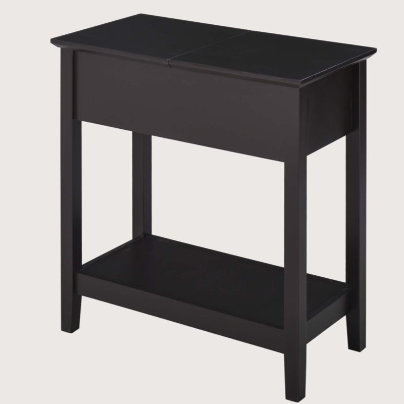End Table, Narrow Side Table With Flip Top, Storage Cabinet, Bottom Shelf For Living Room