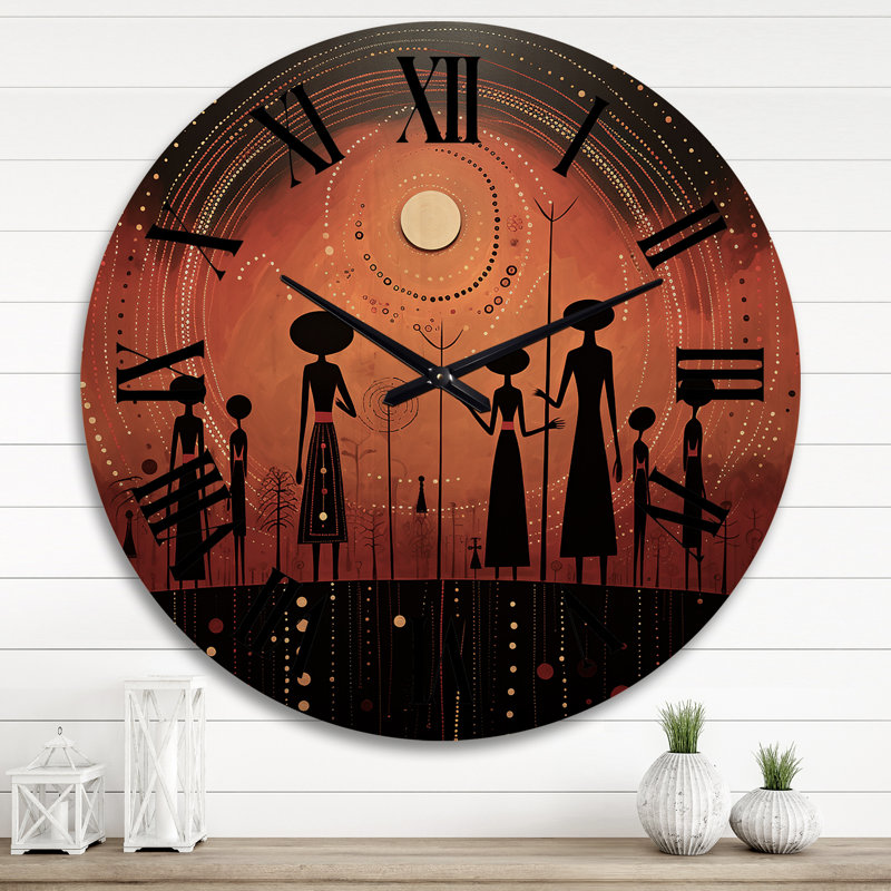 Horloge murale en bois africain, Très grand