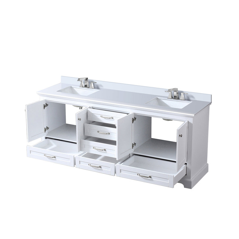 Double Bath Vanity with Quartz Top, White