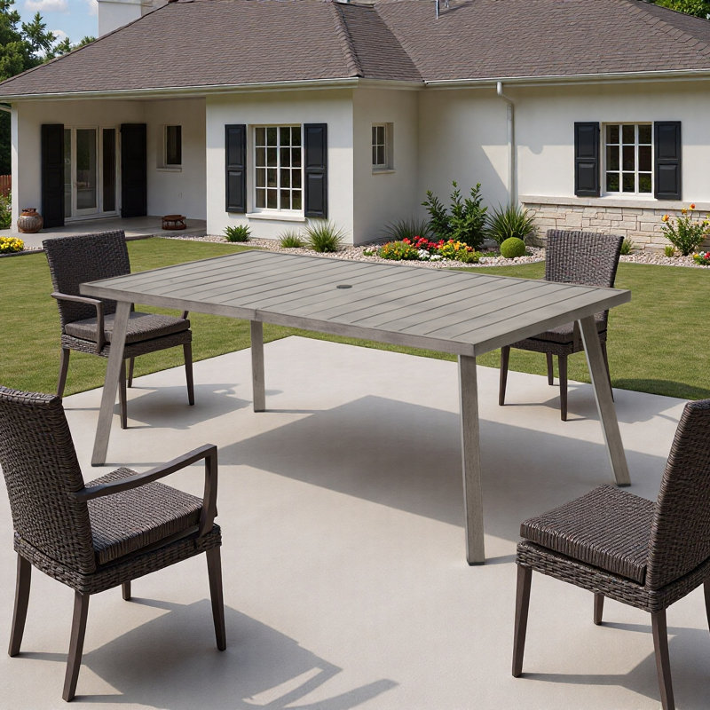 Table de salle à manger d'extérieur en fer - résistante aux intempéries et peu encombrante pour le patio