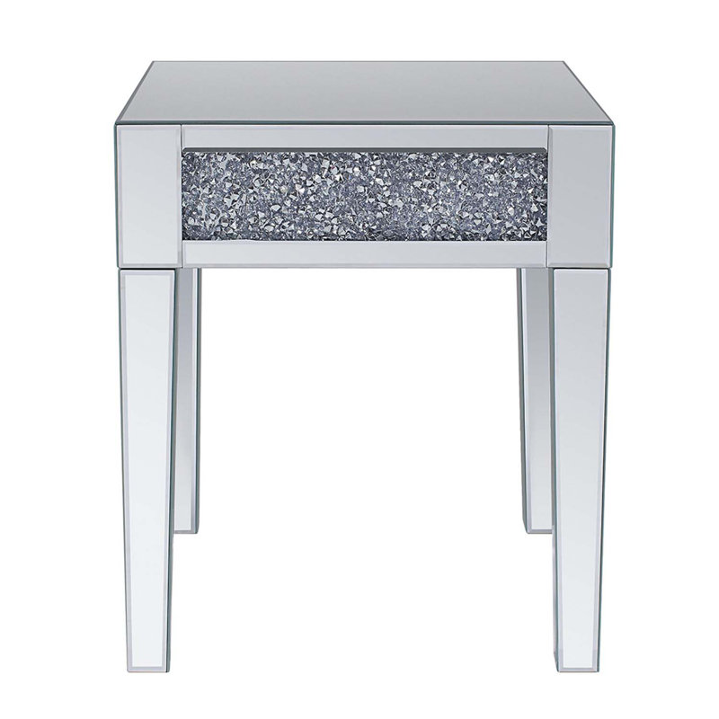 Table de bout Noralie, miroir et faux diamants