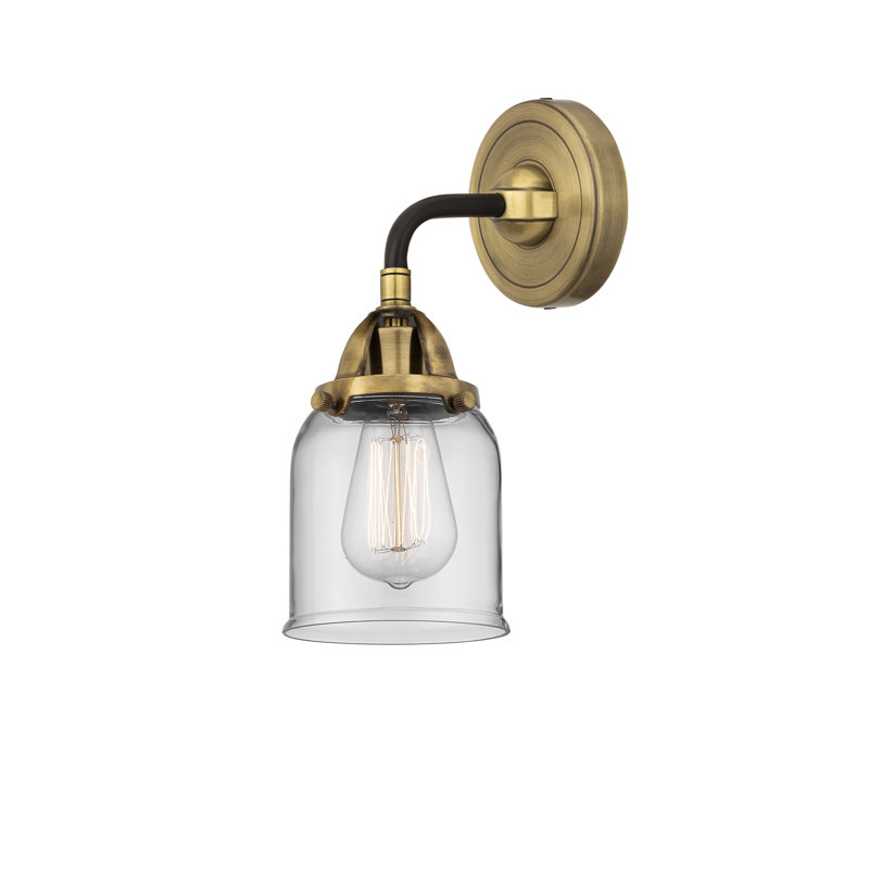 Shauna Armed Sconce, LED, Clear, Black/Antique Brass