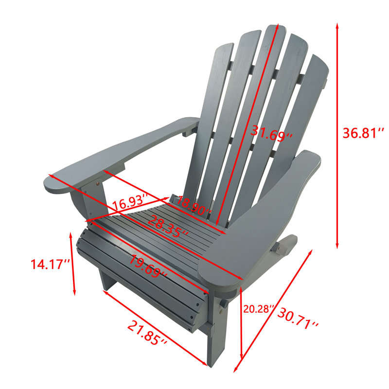 Chaise Adirondack d'extérieur ou d'intérieur en bois, Gris