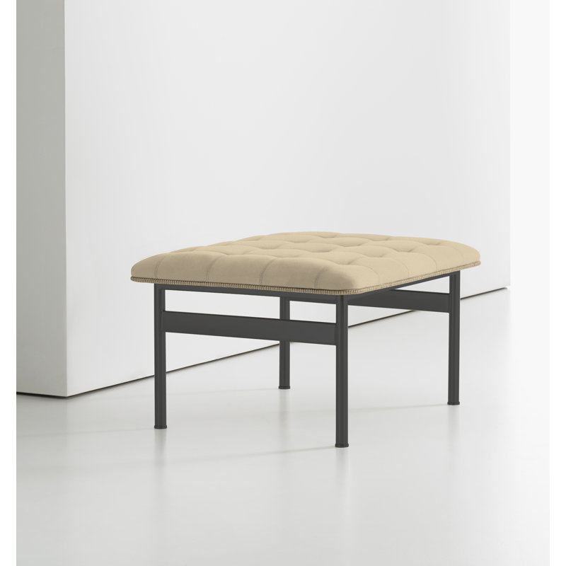 Ottoman, Elan Ivory, Polished Stainless Steel