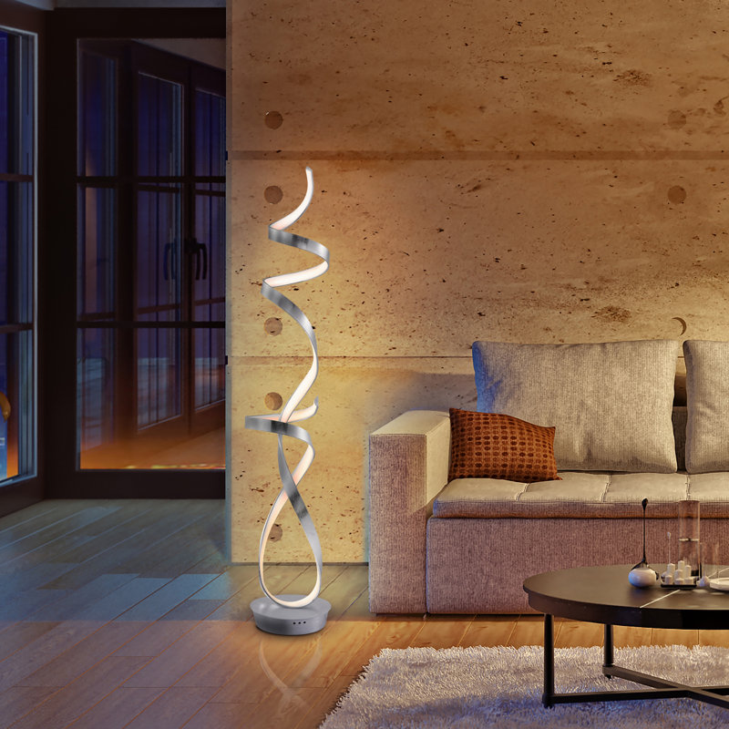 63'' LED Novelty Floor Lamp, White/Aluminium