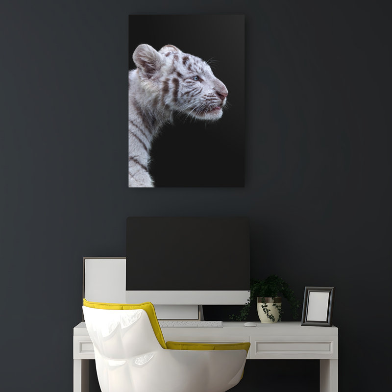 Majestic White Tiger Cub Contemporary Cat Tiger Wall Art Print by Fegari - Wrapped Canvas Print, 45.72cm H x 30.48cm W