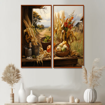 African Harvest Abundance III - Large African Art Art Prints On Canvas 2 Panels