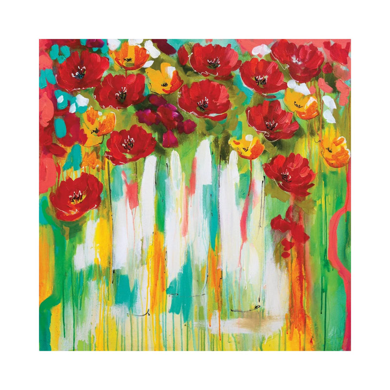 Toile en métal Steworkix - Poppies Glowing par Amanda J. Brooks