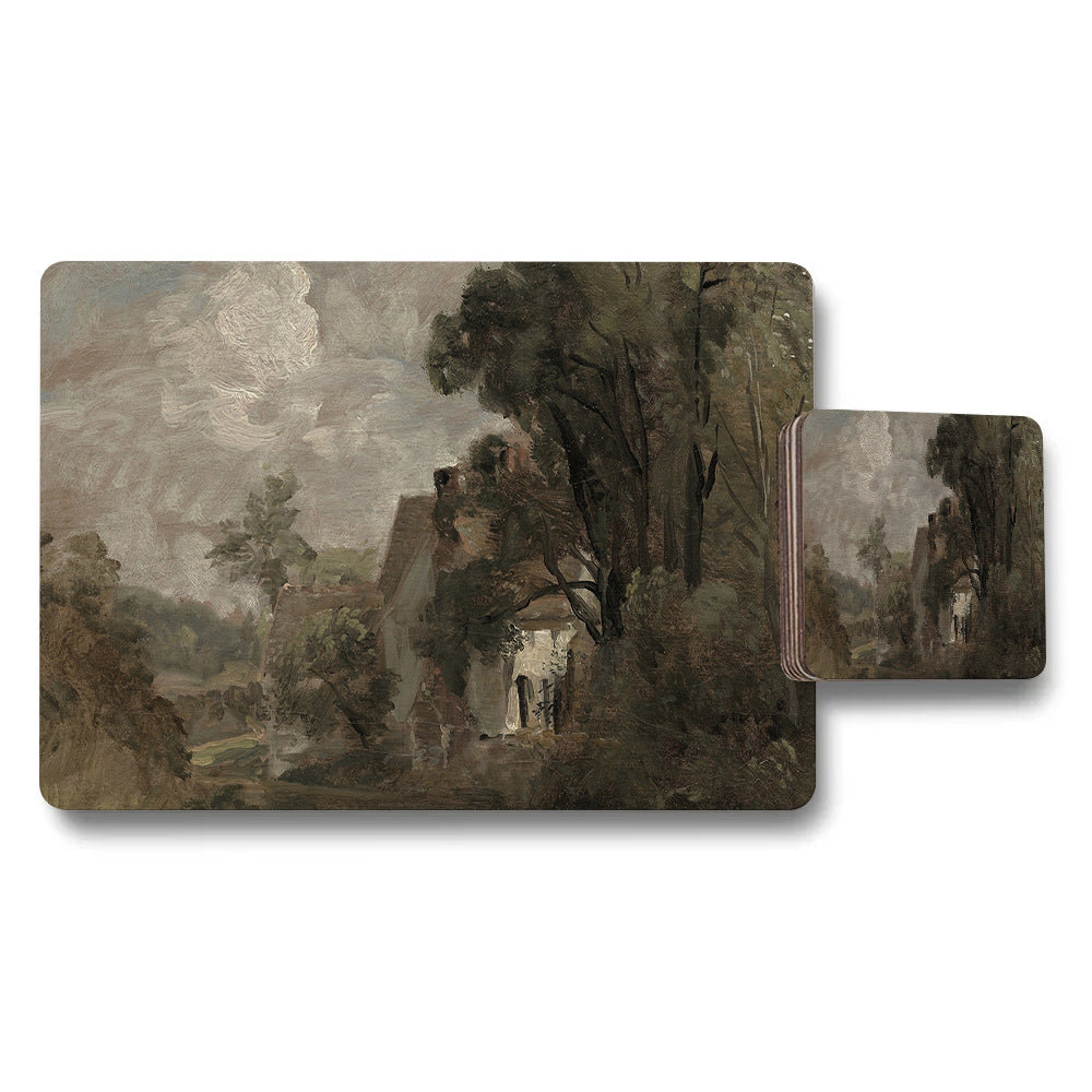Artistic Landscape Cottage Scene Placemats And Coasters Set