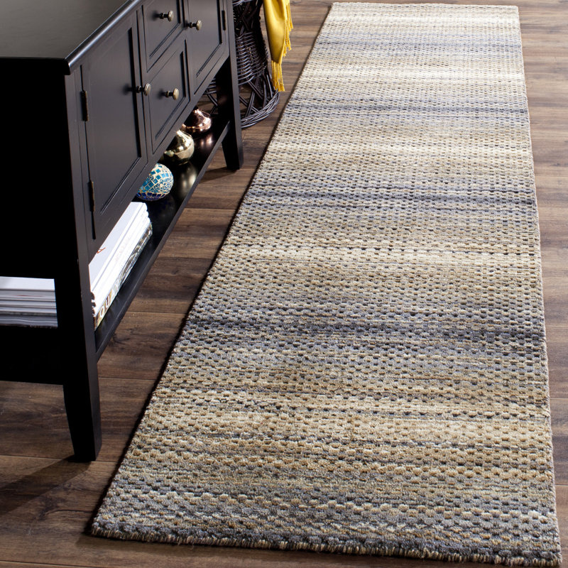 Hossain Hand Loomed Wool Striped Rug, Runner 2'3" x 8'