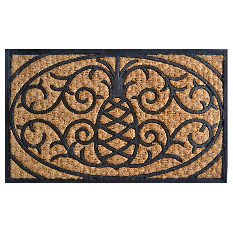 18" X 30" Brown and Black Rubber Pineapple Outdoor Door Mat