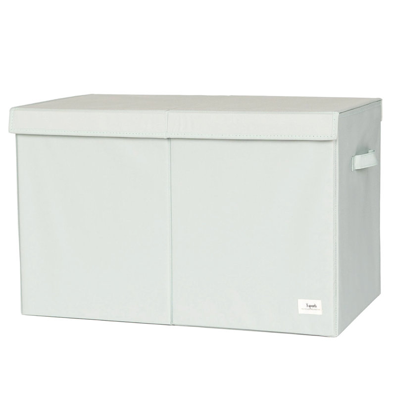 Green Recycled Fabric Folding Storage Chest with Lid and Handles