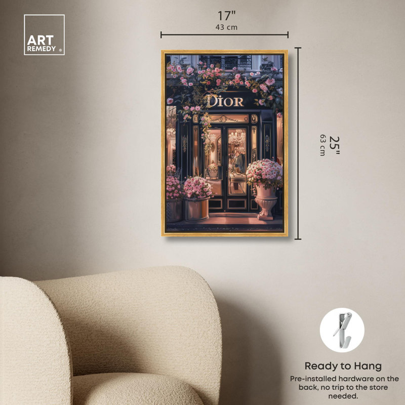 Toile élégante et glamour «Elegant Night Storefront II» par Art Remedy, H 25 po x l 17 po, Doré
