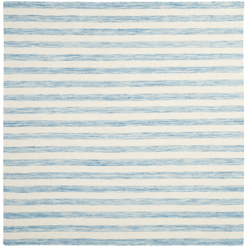 Tapis rayé en laine / coton tissé à la main Emek, Carré 6 pi