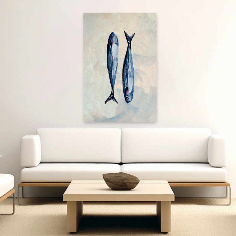 «Two's A Catch Fish», art mural côtier, H 60 po x l 40 po
