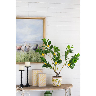 12X12x31.5"H Artificial Lemon Tree With Material, Lifelike Appearance, And Black Pot - Ideal For Decor No Suits Wonderfully Construction, Detailing, Complementary To Bohemian Themes Perfectly