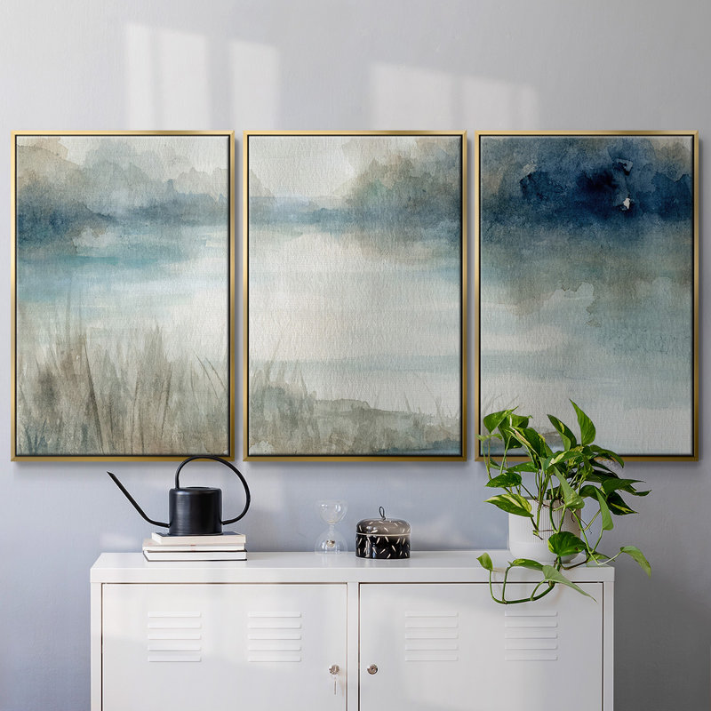 Still Still Waters - Toile encadrée multi-pièces, H 36 po x l 75 po, Encadrement doré