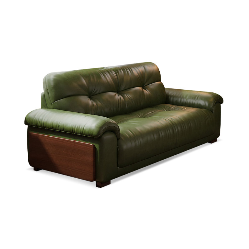 Canapé standard en cuir véritable vert, H 34,25 po x l 59,06 po x P 35,04 po, Vert