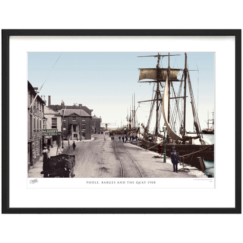 Poole, Barges And The Quay 1908 by Francis Frith - Single Picture Frame Print, 45cm H x 60cm W x 2.3cm D