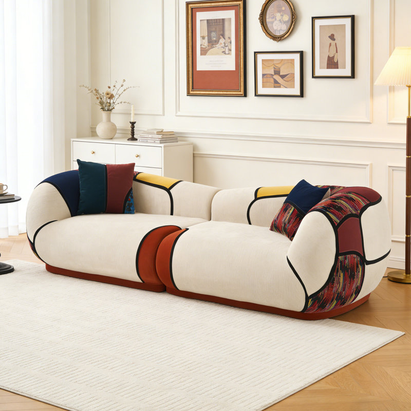 Canapé incurvé moderne Boneless de 104 po, canapé en chenille surdimensionné pour le salon, canapé Cloud avec canapé sans os, canapé modulaire modulaire avec siège profond, deux coussins de style bohémien, aucun assemblage requis
