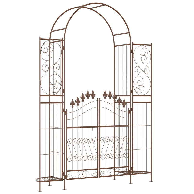 Garden Arch Trellis with Double Doors, Metal Arbor for Climbing Plants Outdoor, Arch Trellis for Garden Decor, Outdoor Arbor for Wedding Backyard Lawn Patio