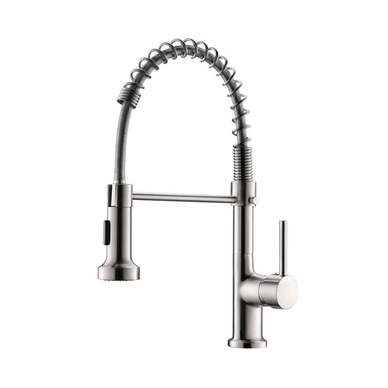 Kitchen Faucet With Pull Down Sprayer, Single Handle Single Lever Kitchen Sink Faucet, Brushed Nickel
