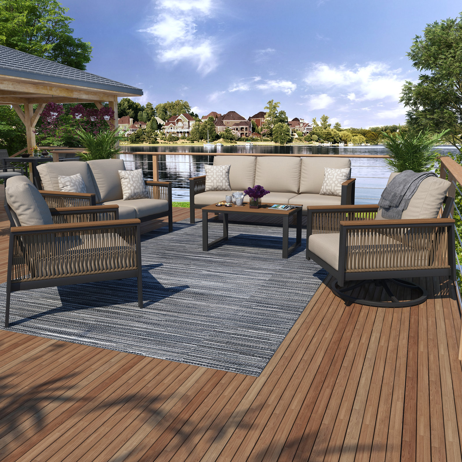 Townsend 7-Person Sunbrella® Patio Seating Group, Cast Silver