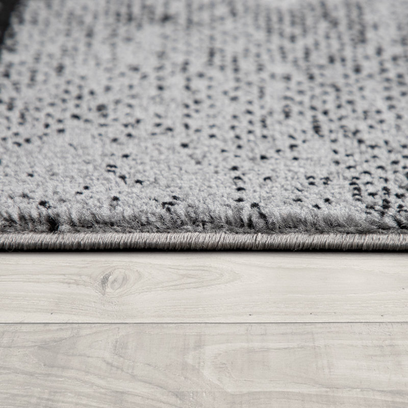 Quentisha Abstract Power Loom Polypropylene Area Rug in Grey, Rectangle 6'7" x 9'6"