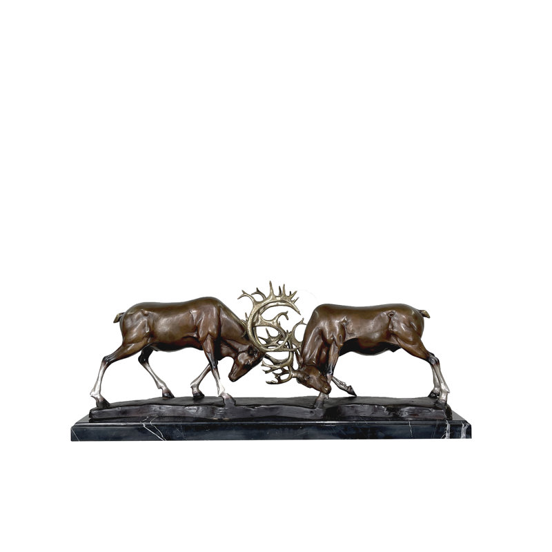 Bronze Wrangling Deer Table Top Sculpture