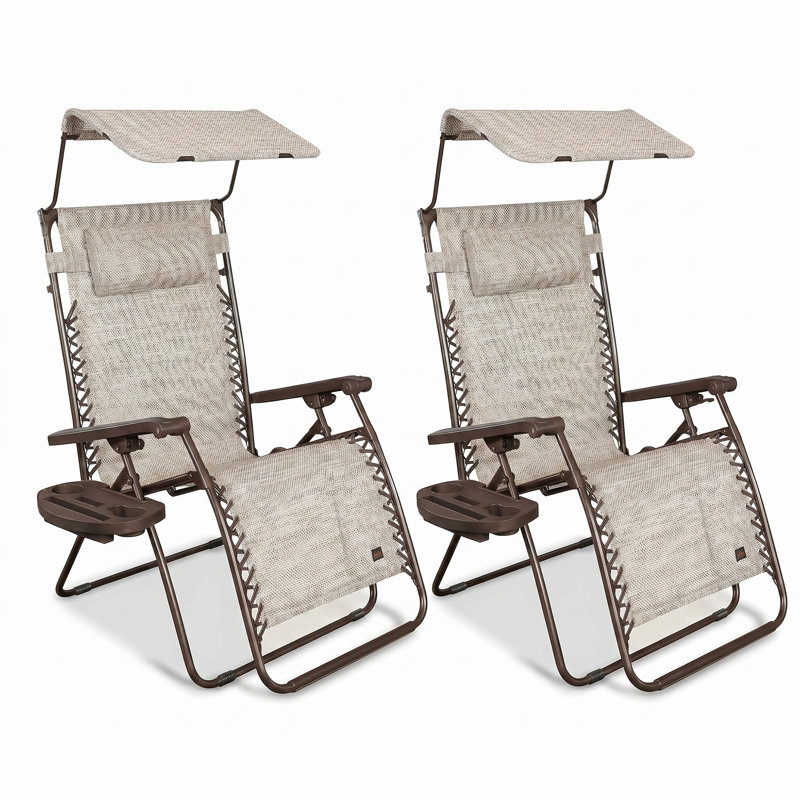  Ensemble de 2 chaises longues d'extérieur à zéro gravité de 30 po de large avec auvent, Grey Floral 1