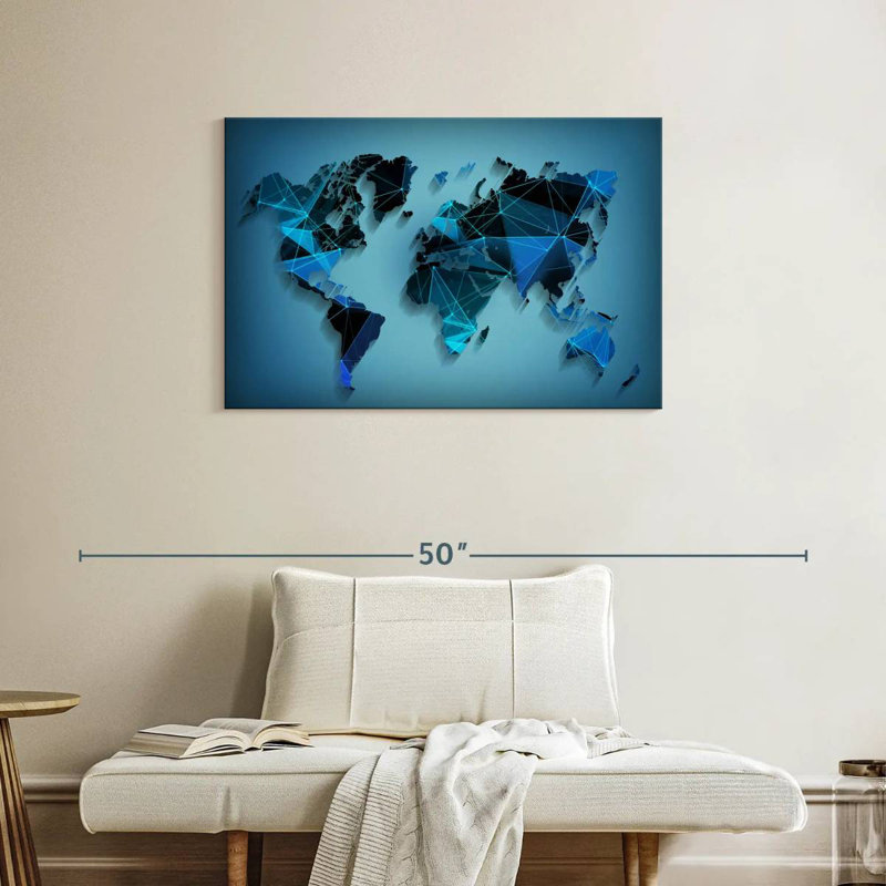 Aliaz Network Technology World Map, 24" H x 36" W