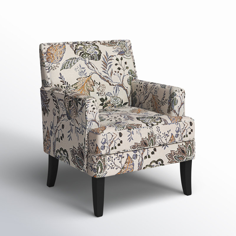Fauteuil Aguilar, Motif floral gris / multicolore