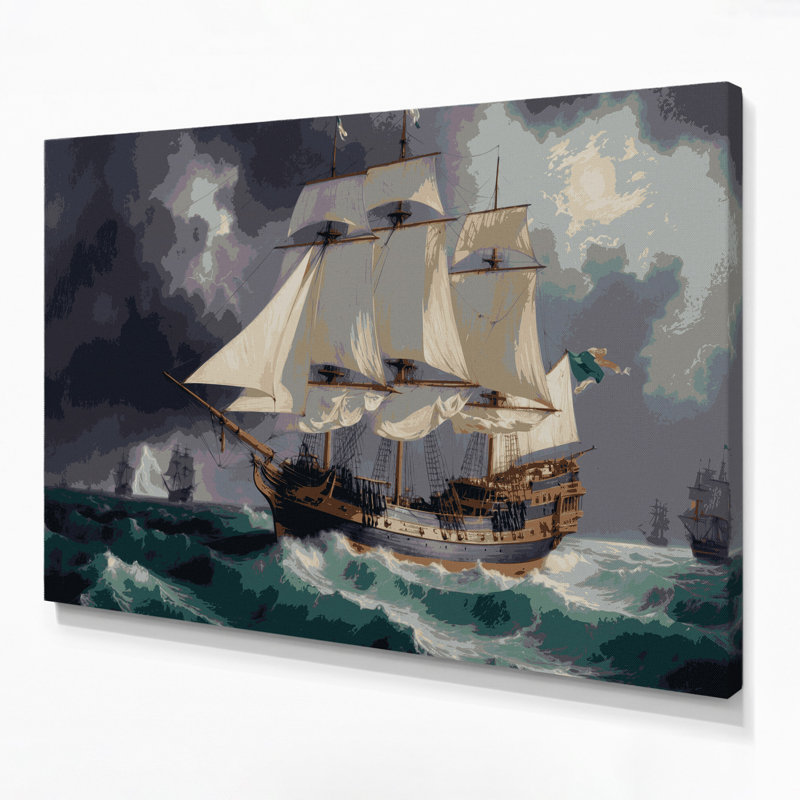 Art nautique gris sur toile, H 20 po x l 24 po