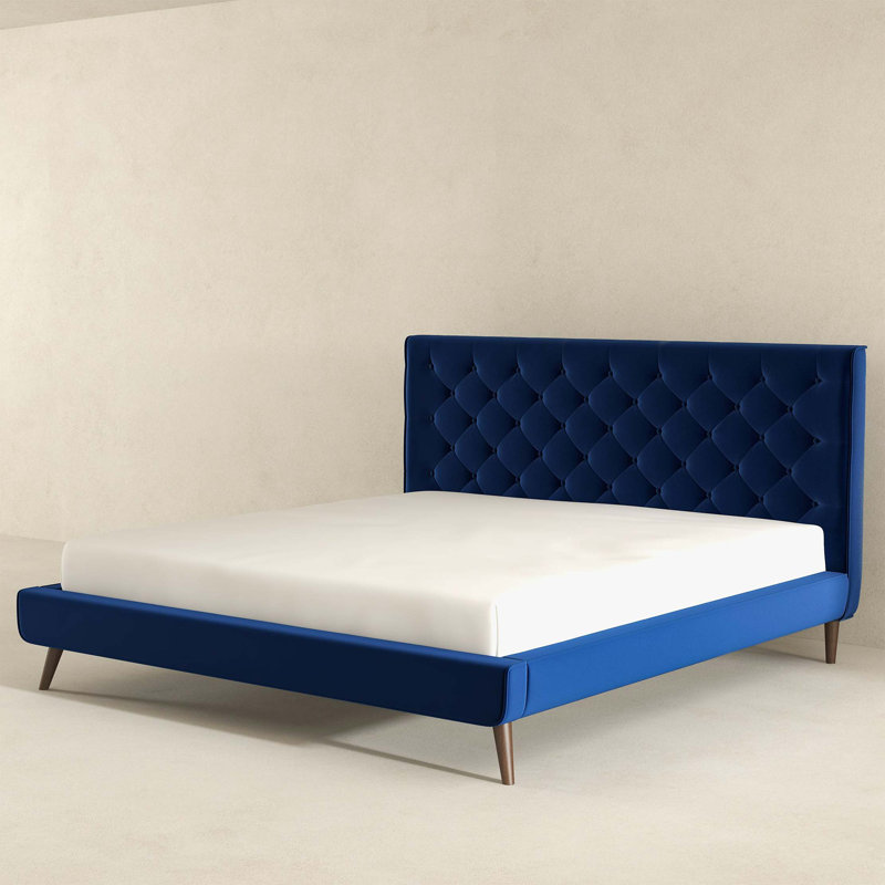 Lit plateforme en velours Dillon