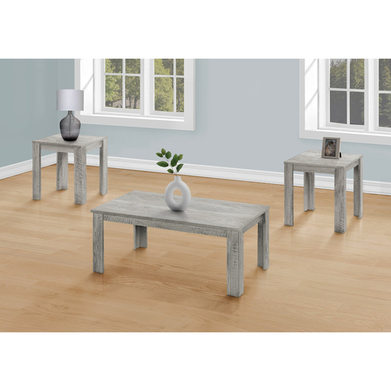 Table Set, 3Pcs Set, Coffee, End, Side, Accent, Living Room, Laminate, Transitional, Grey