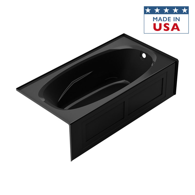 Amiga® 72" x 36" Alcove Soaking Bathtub, Black, Right