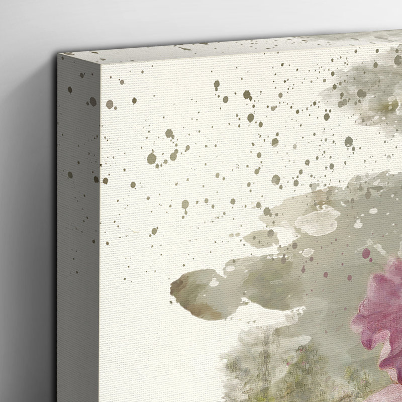Pink Flower Painting on Canvas - Wrapped Canvas, 50cm H x 76cm W