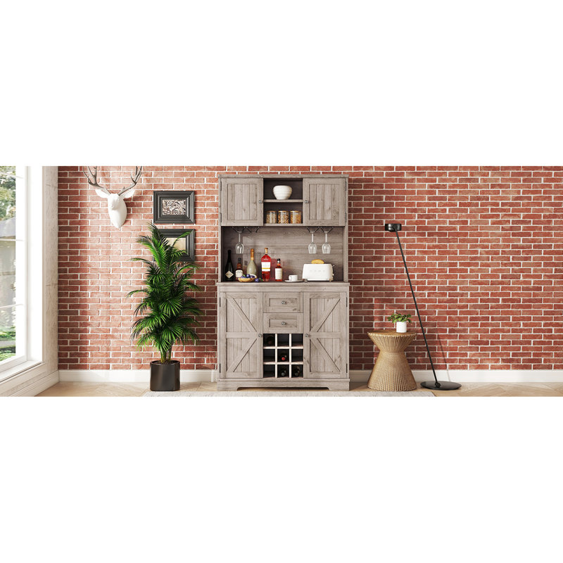 Armoire à café en chêne, rangement supplémentaire pour la vaisselle, armoire de cuisine avec rangement, finition, tiroirs et tablettes