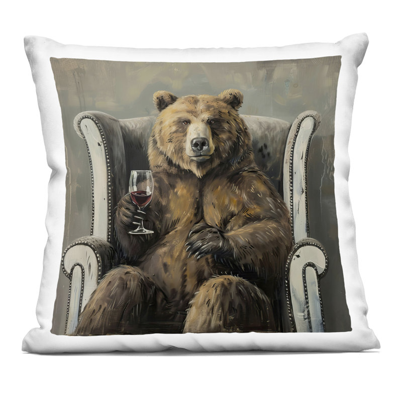 Coussin It It A A Rough Day, imprimé par Tina LeCour, 18 x 7 x 18, Carré 18 po, Animaux bruns 1