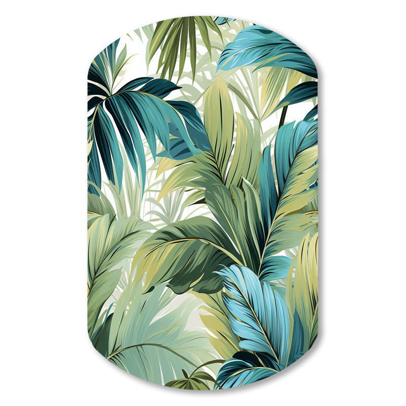 «Palm Oasis Tropical», reproduction d'art mural asymétrique en métal, H 31 po x l 19 po