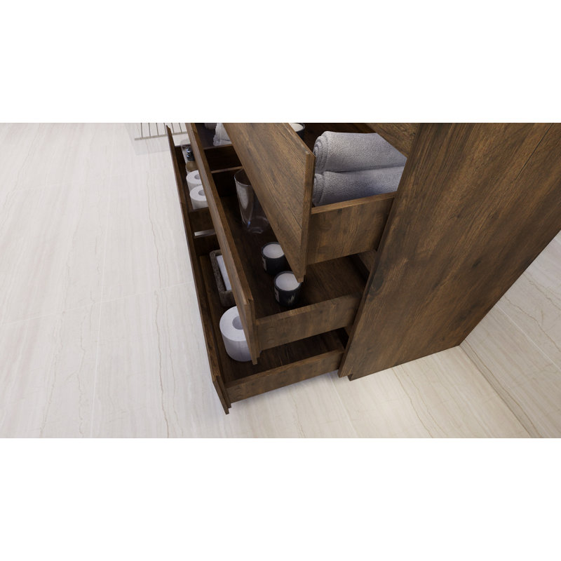 Ensemble de meuble-lavabo simple 60 po Haracha, Bois de rose