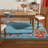 TOWN & COUNTRY EVERYDAY Hibiscus Bloom Border Modern Floral Outdoor Rug Light Blue/Red-97549310