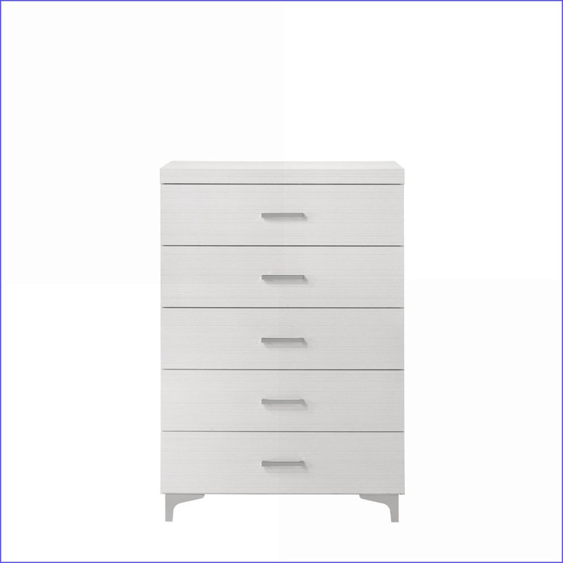 Commodes: Commode 5 tiroirs blanche classique avec pieds en métal | Blanc | Bois et métal