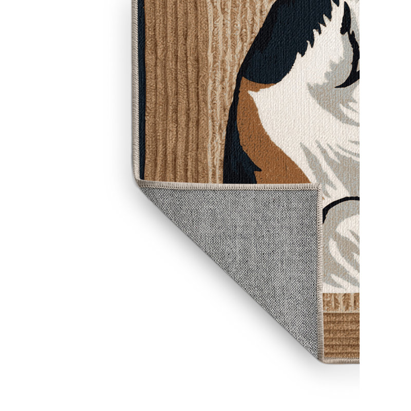 Washable Treeing Walker Coonhound Dogs Area Rug, Round 7'