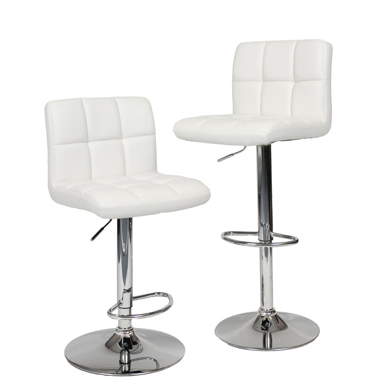 2 tabourets de bar pivotants blancs avec réglage hydraulique - siège en similicuir, base chromée et hauteur réglable pour une expérience d'assise imbattable de 2 sièges à 360 degrés pour diverses utilisations