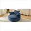 Fauteuil demi-tonneau pivotant sur 360 ° en velours côtelé bleu doux pour salon et chambre à coucher-831197904