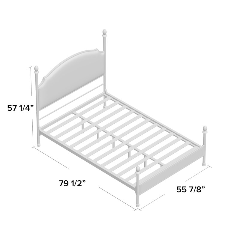 Fawnda Metal Four Poster Bed with Upholstered Headboard, Très grand lit